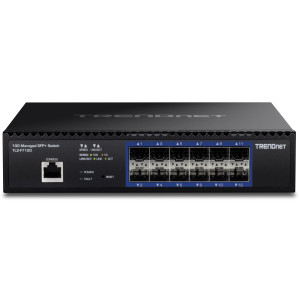 TRENDnet TL2-F7120 12-Port 10G Layer 2 Managed SFP+ Switch, 4 SFP+ slots, smart fan, rack mountable